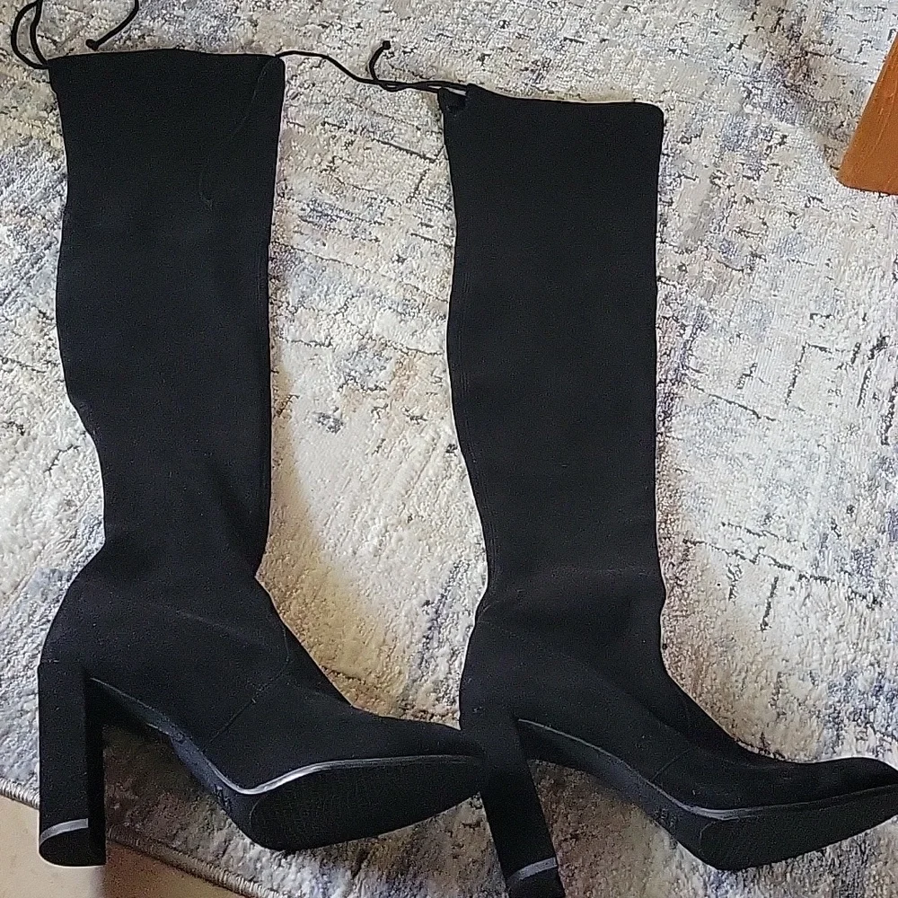 STUART WEITZMAN Black Suede Thigh High Boots Sz 10